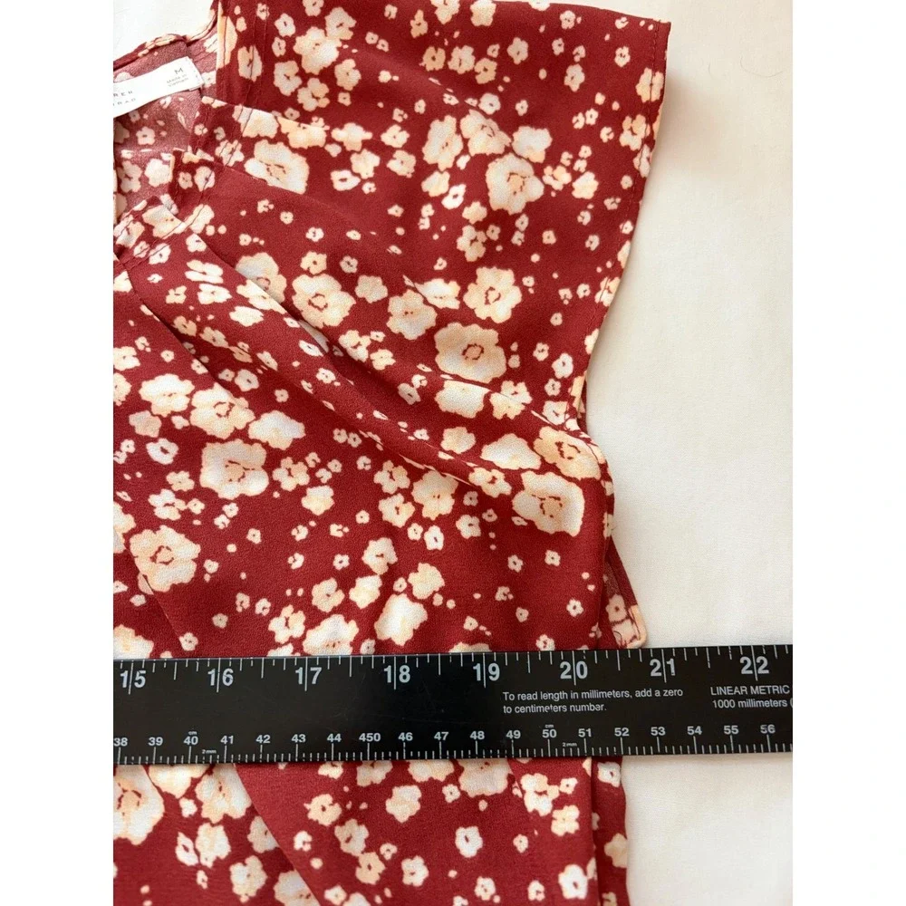 LC Lauren Conrad Floral 2 Piece Set Burgundy‎ Red Top and Skirt Med Large Ditsy
